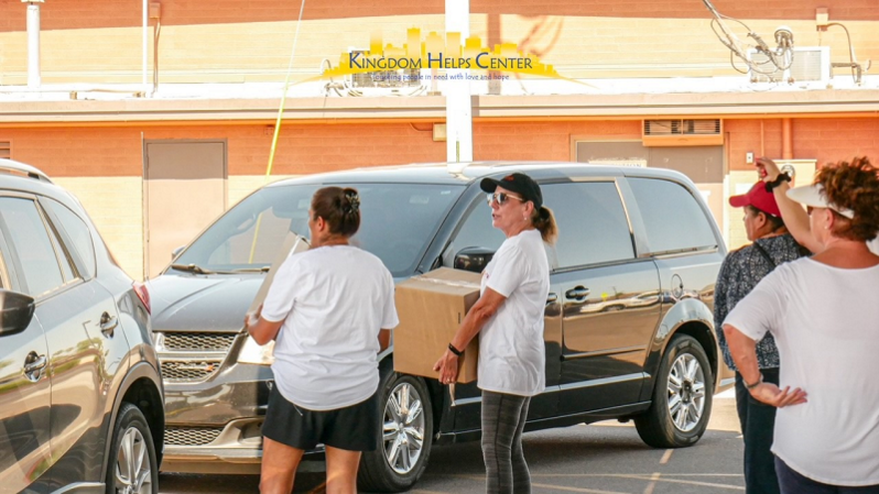 Volunteers at the Kingdom Help Center.